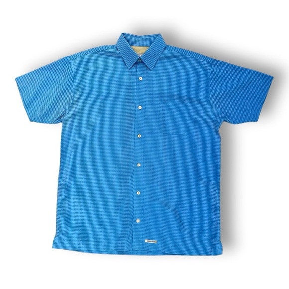 🌀 Ted Baker London Gingham Shirt | Size 3 Men’s L Blue Short Sleeve Summer - Picture 1 of 5